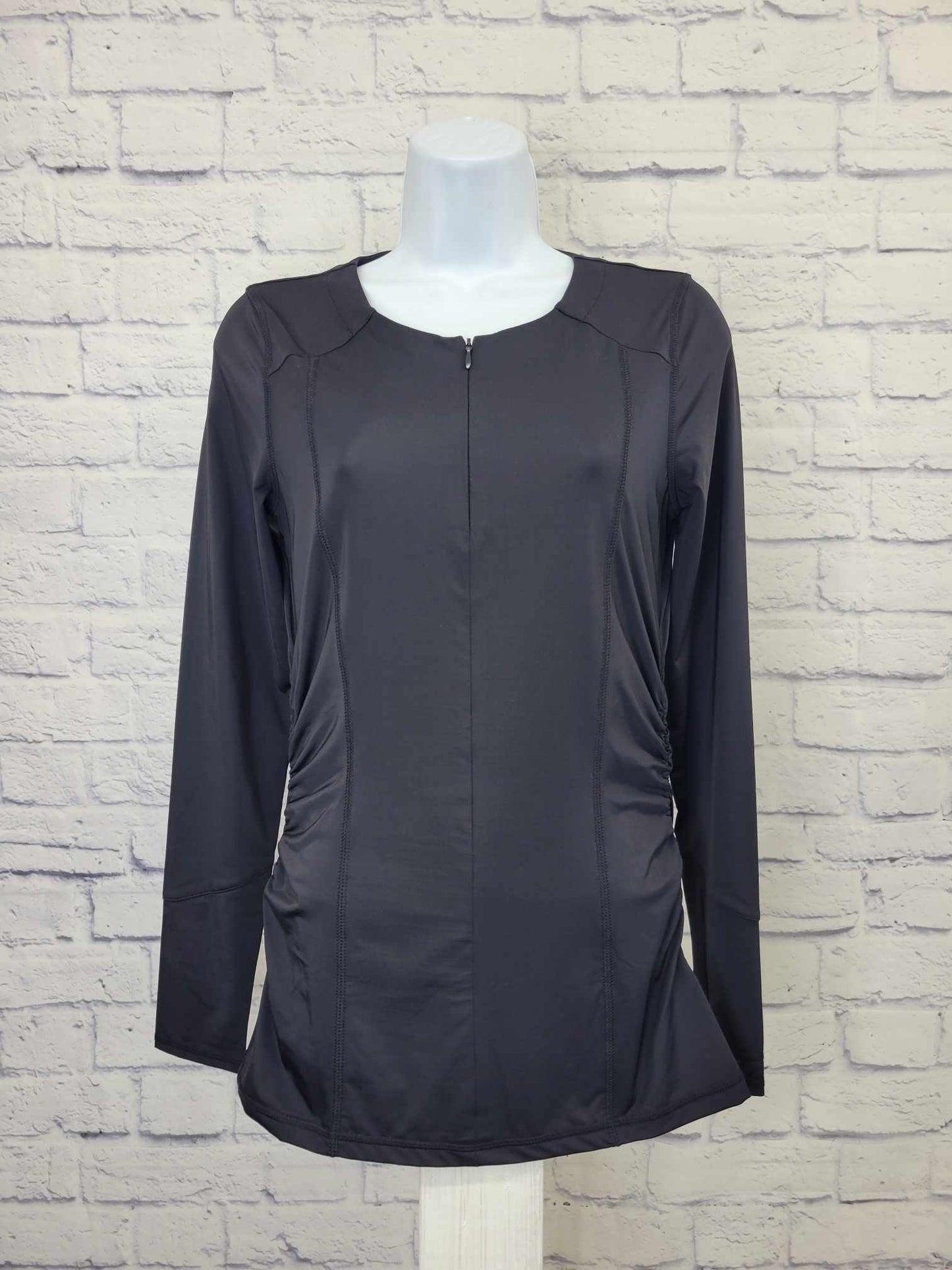 XXSMALL BLACK A377792 zuda Z-Sol Knit Top w/ Ruching Detail