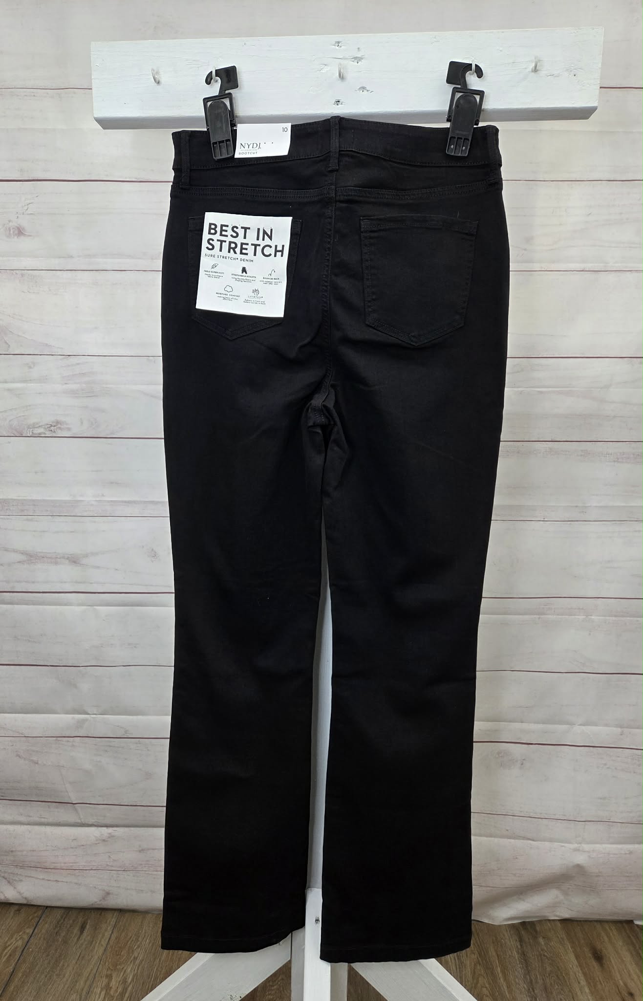 10R BLACK A704672 NYDJ Regular Sure Stretch High-Rise Barbara Bootcut Jeans - Regular
