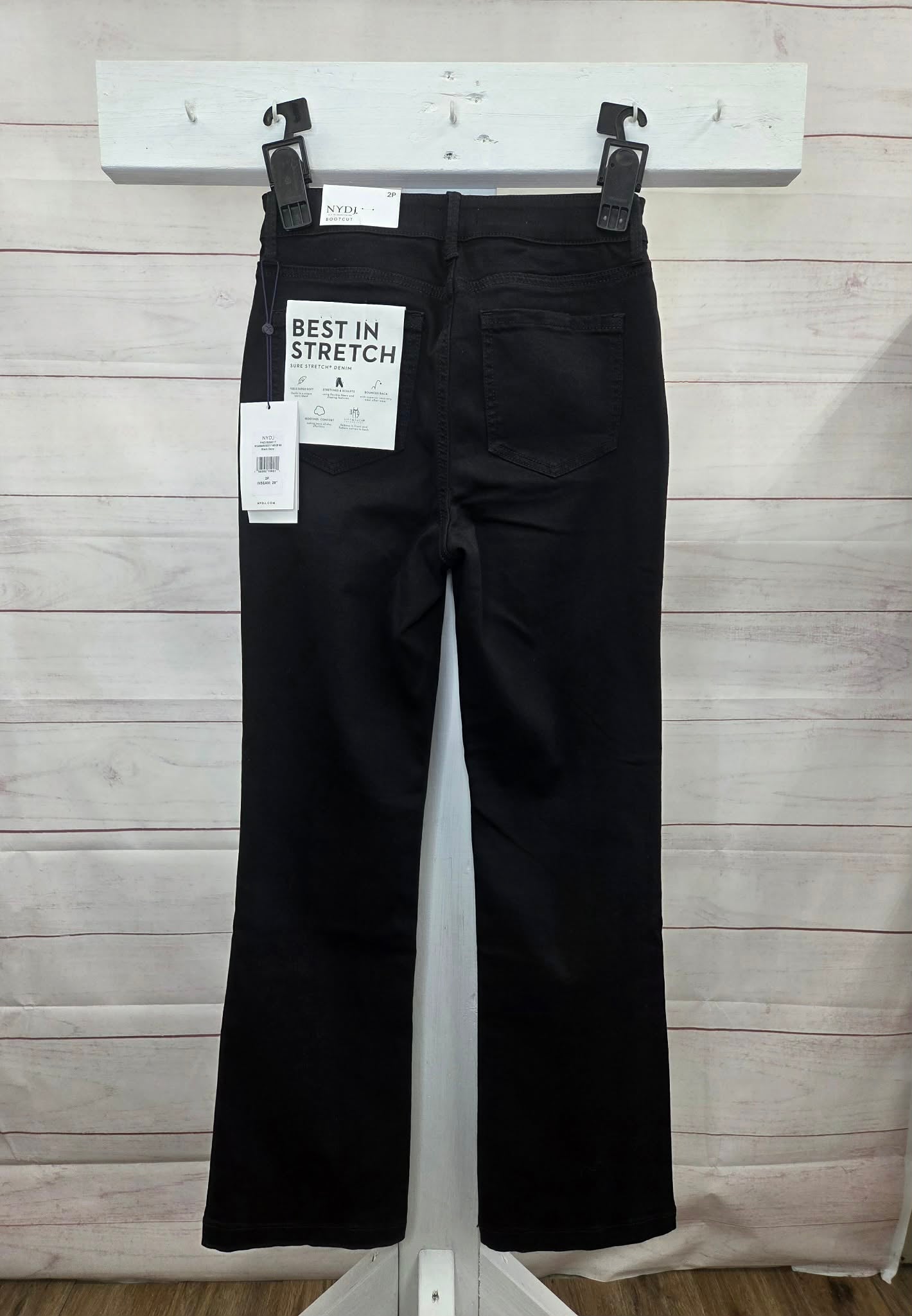 2P BLACK A704673 NYDJ Petite Sure Stretch High-Rise Barbara Bootcut Jeans- Petite