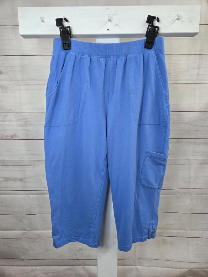 MEDIUM BLUE A376867 Denim & Co. Regular Active French Terry Cargo Capri Pants