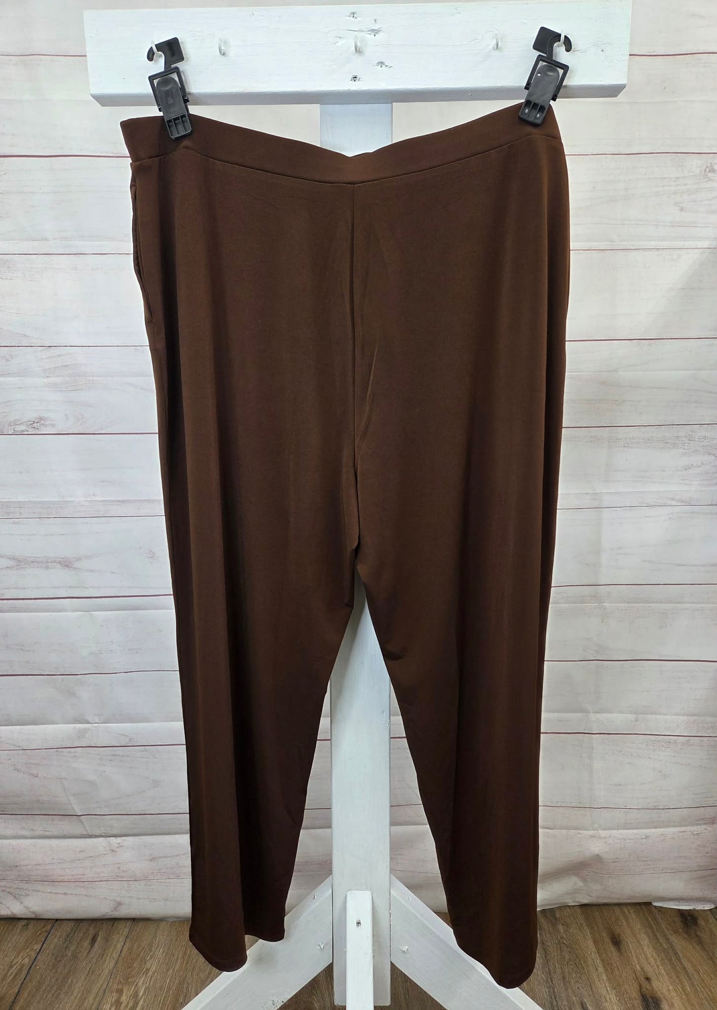 2X COCOA A706737 Susan Graver Essentials Regular Liquid Knit Pant