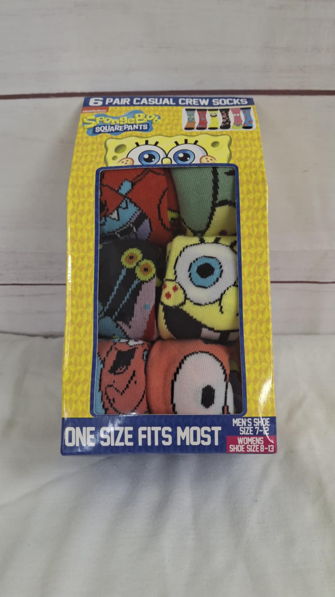 Character 6-Pack Casual Crew Sock - Sponge Bob