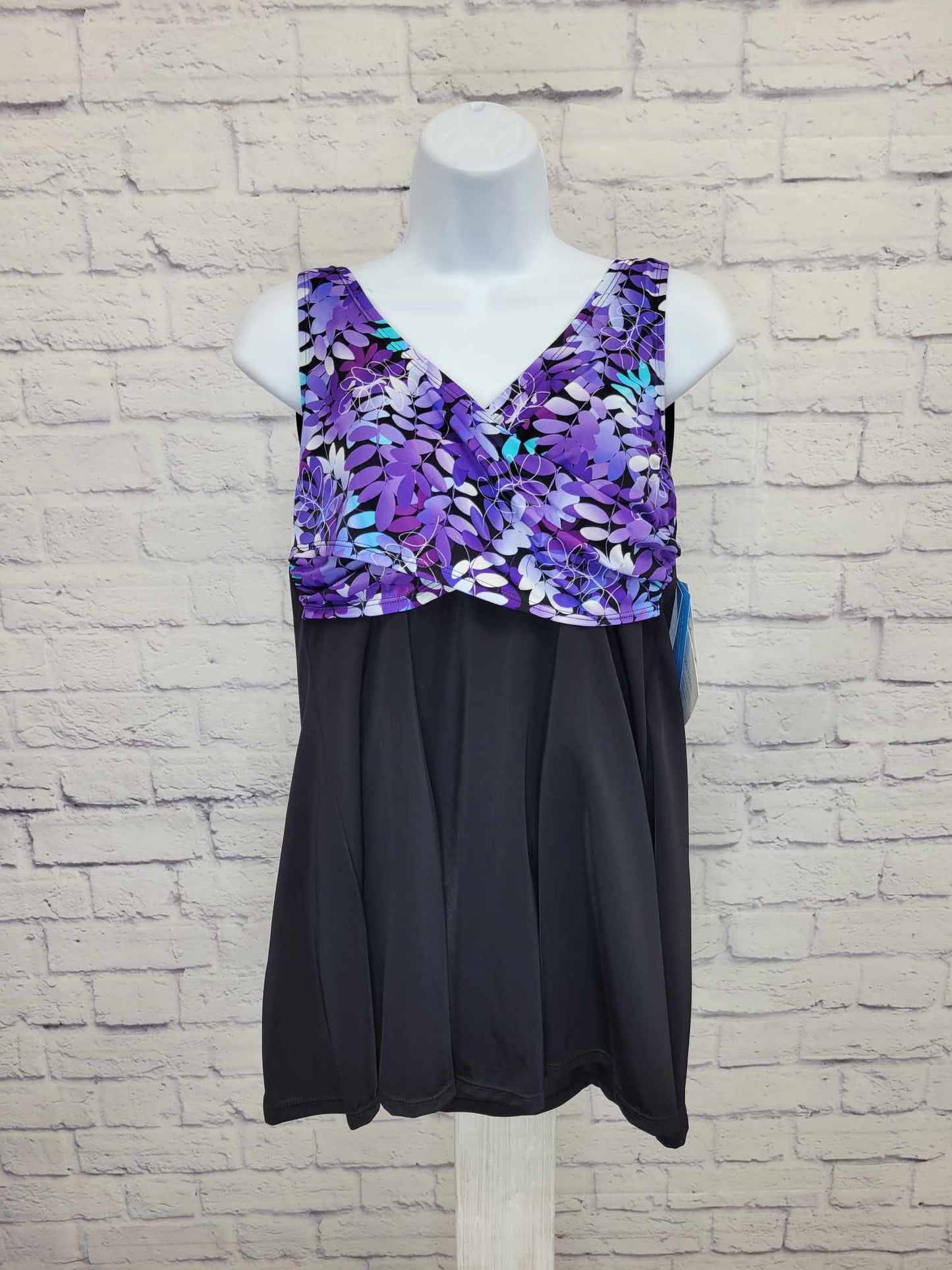 6 PURPLE A376261 Fit 4 U Wrap Swim Dress