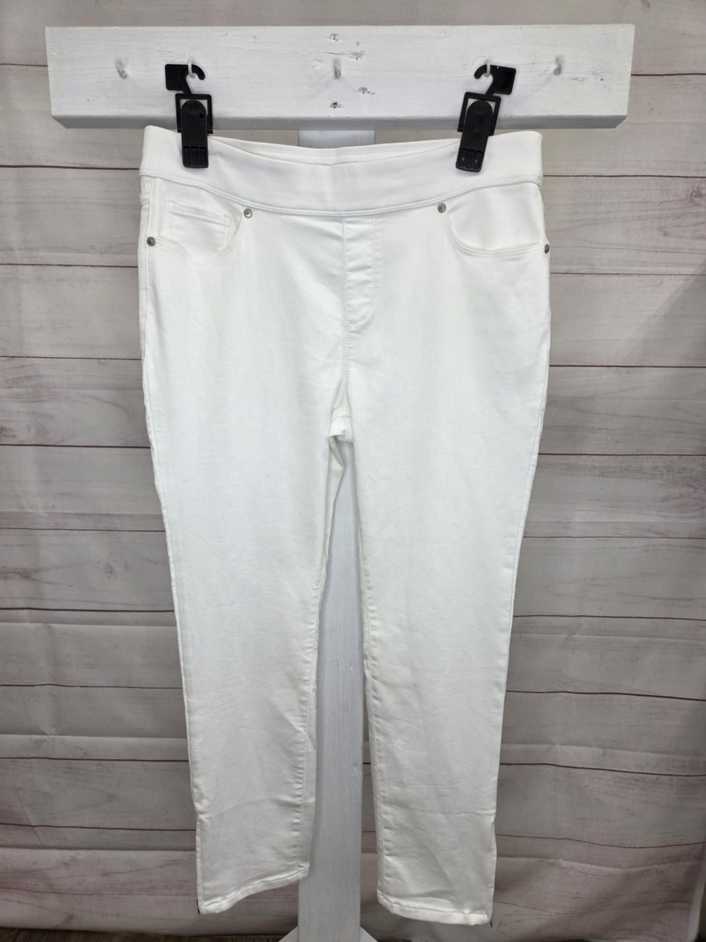 16P A370627 Martha Stewart Petite Knit Denim Ankle Jeans w/ Zipper Detail