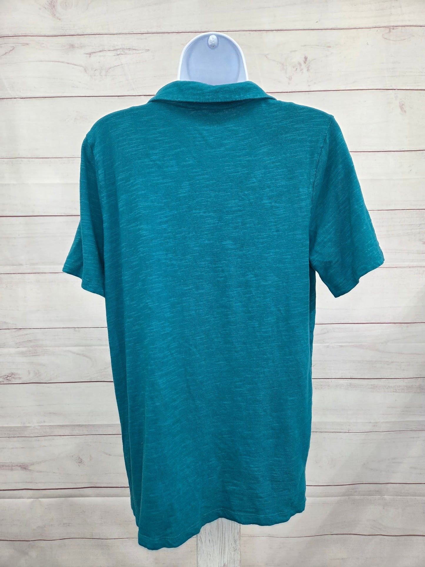 MEDIUM TEAL A605978 Joan Rivers Slub Knit Polo Shirt