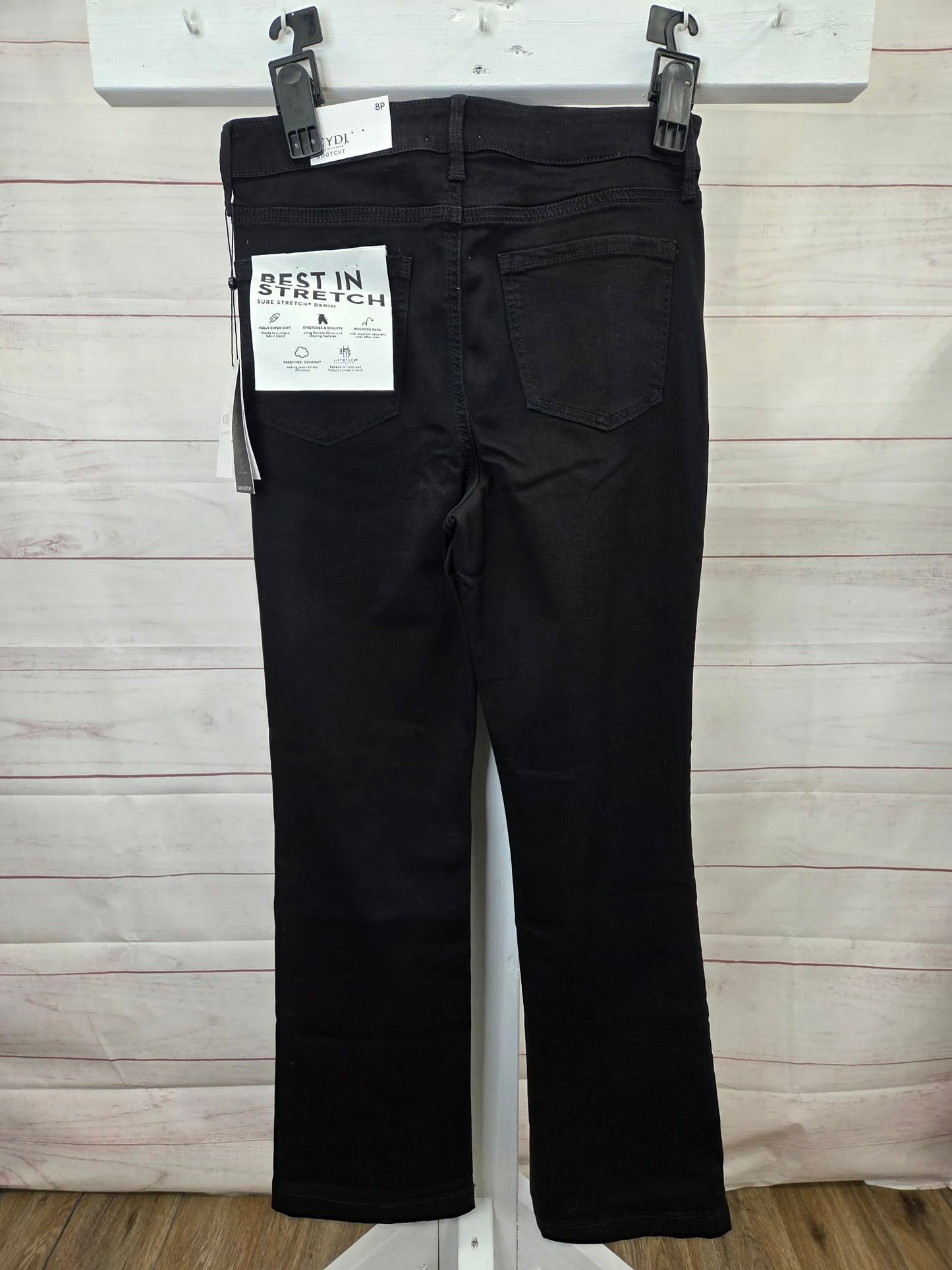8P BLACK A704673 NYDJ Petite Sure Stretch High-Rise Barbara Bootcut Jeans- Petite