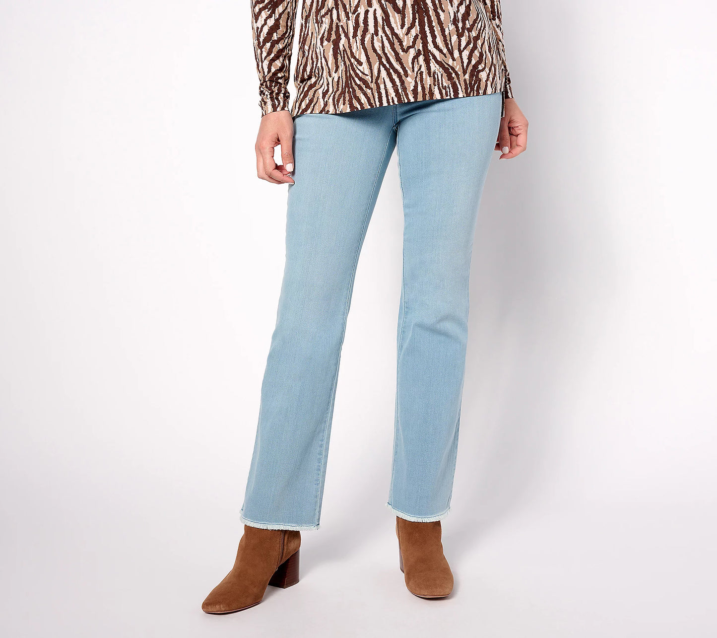 6R VINTAGE BLUE A460547 Belle by Kim Gravel Reg Primabelle Frayed Edge Boot Cut Jeans (MULTIPLE SIZES AVAILABLE)