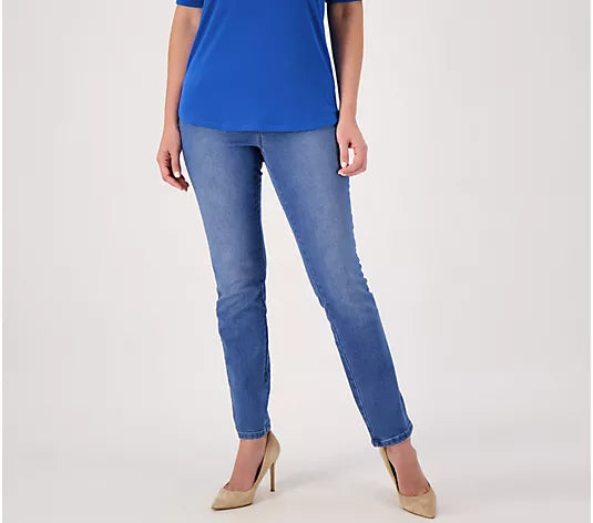 6R MED. WASH A568900 Belle by Kim Gravel TruTemp Denim Straight-Leg Regular Jeans