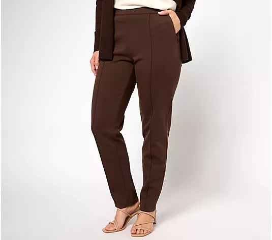 XLARGE CHOCOLATE A606741 Encore by Idina Menzel Regular Pull-On Slim-Leg Ponte Pants