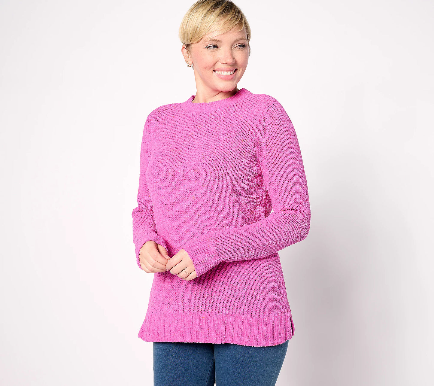XXSMALL PINK A627953 Belle by Kim Gravel Confetti Chenille Crewneck