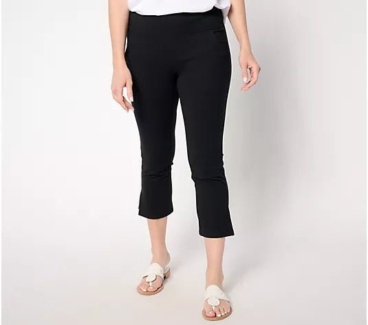 BLACK A648210 Women with Control Tummy Control Petite Knit Crop Pants (MULTIPLE SIZES AVAILABLE)