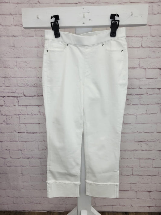 16R WHITE A599576 Isaac Mizrahi Live! Regular White True Denim Crop Jeans w/ Cuff