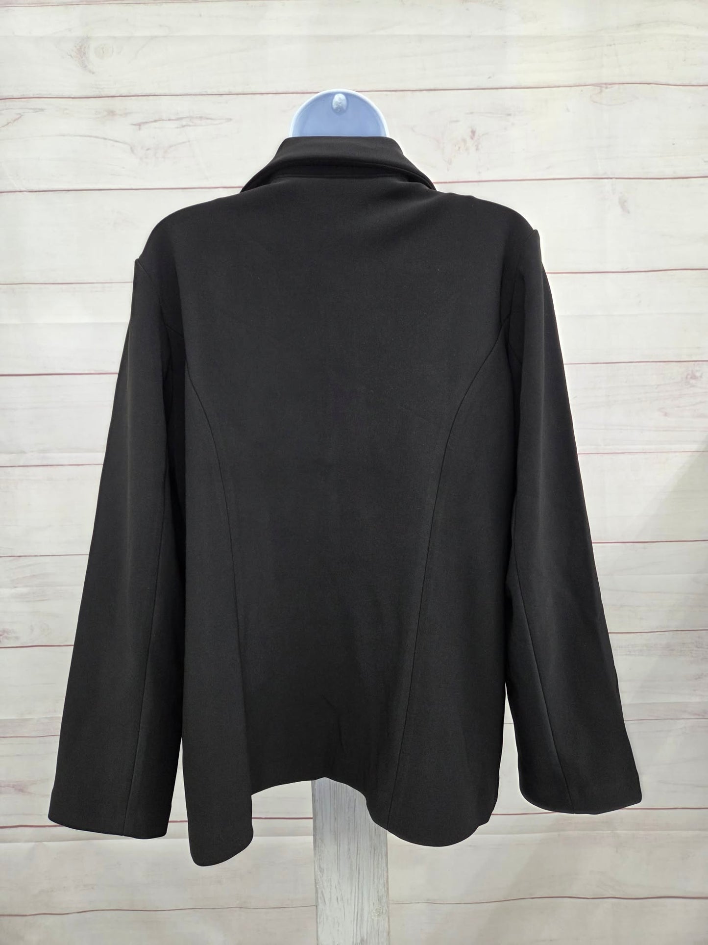 MEDIUM PETITE BLACK A706768 Susan Graver Petite Brushed Back LK Fusion Notch Collar Blazer