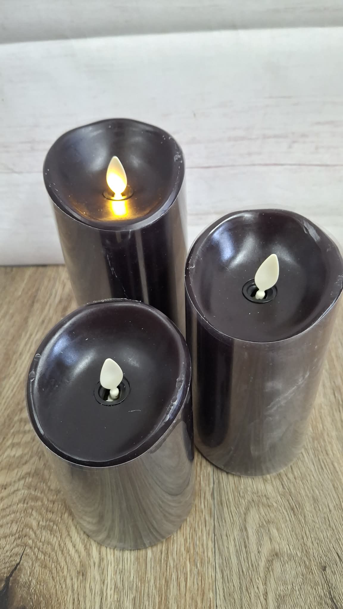 Luminara Set of 3 Colorscape Flameless Pillars BLACK