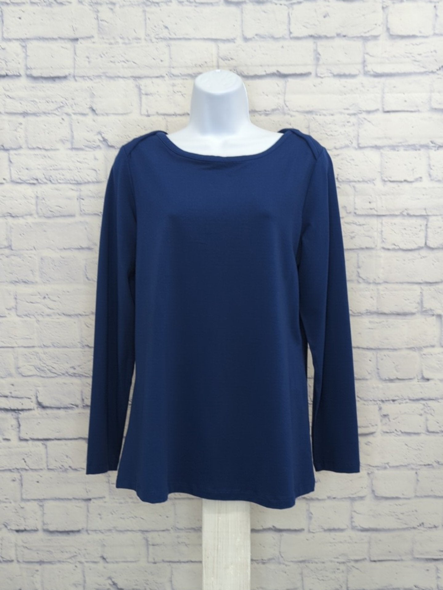 LARGE NIGHT SKY A611693 Denim & Co. Signature Jersey Envelope Neck Top with Curved Hem
