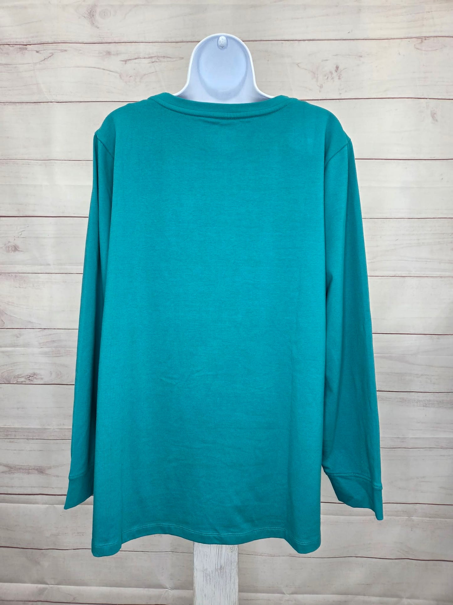 XLARGE TURQ A704518 Denim & Co. Essentials Perfect Jersey Crew Neck Top