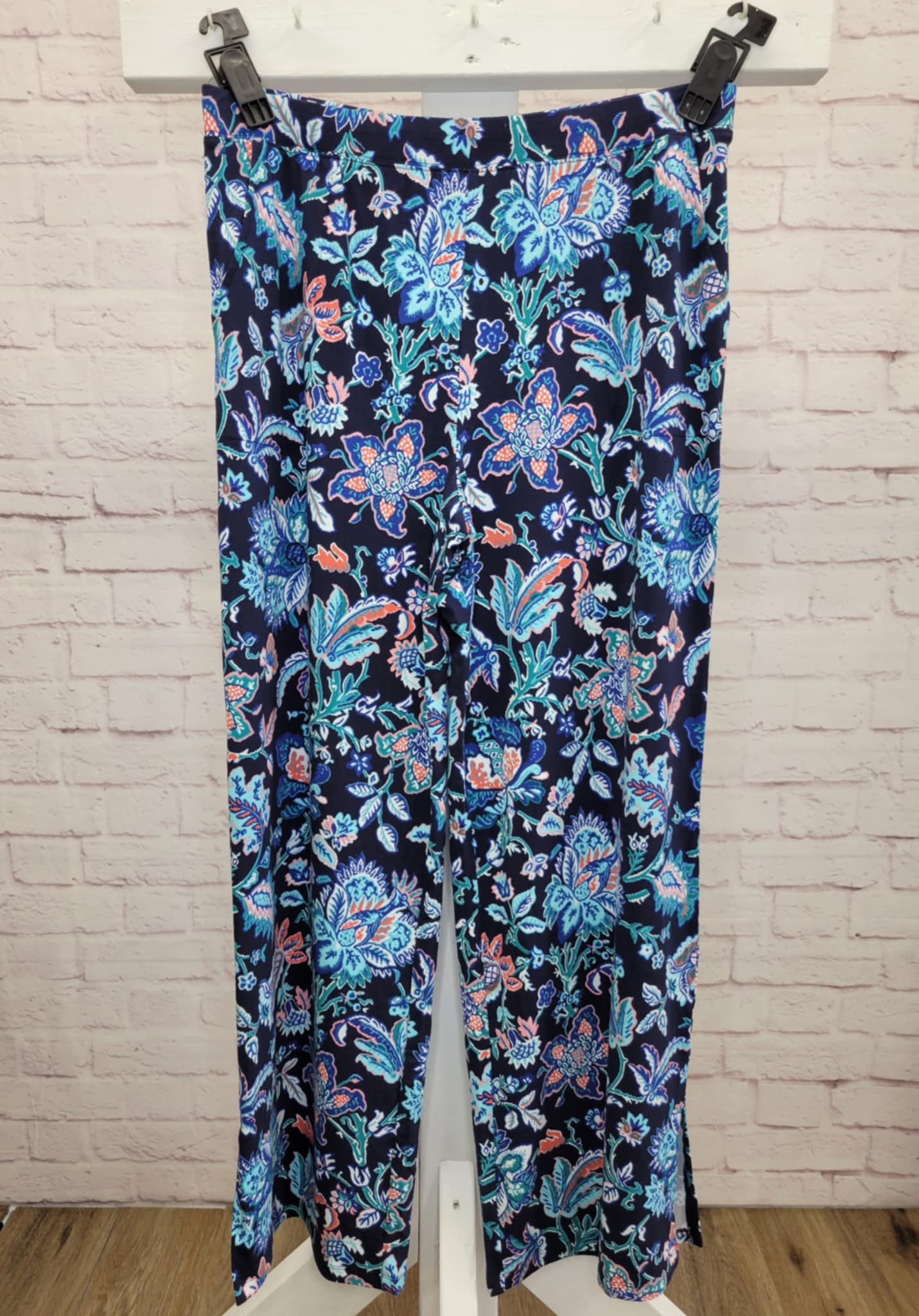 BLUE PAISLEY A637298 Denim & Co. Beach Jersey Tall Wide Leg Pant with Slits (MULTIPLE SIZES AVAILABLE)