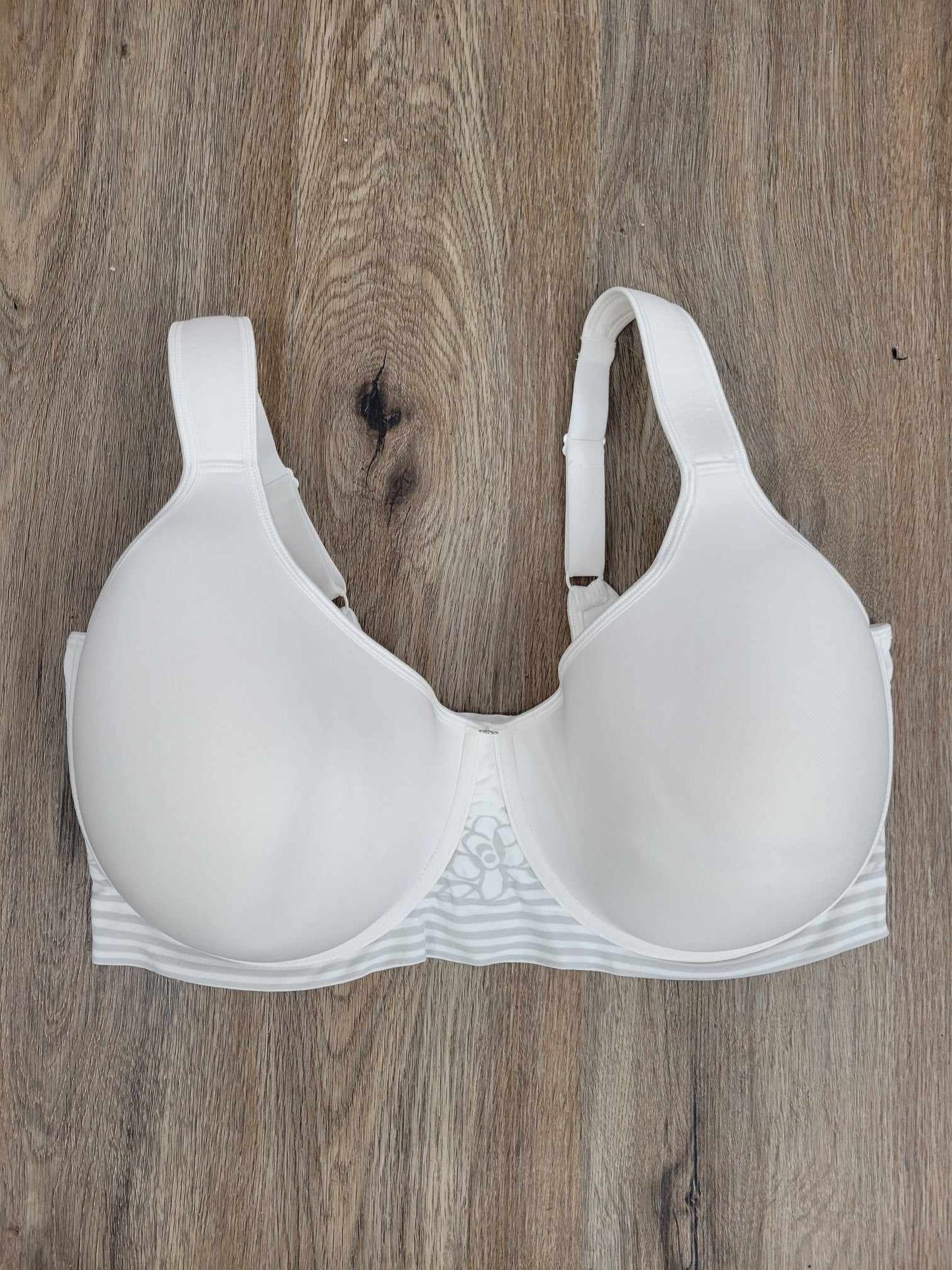 44 DD WHITE A478501 Breezies Floral Stripe Seamless Underwire T-Shirt Bra