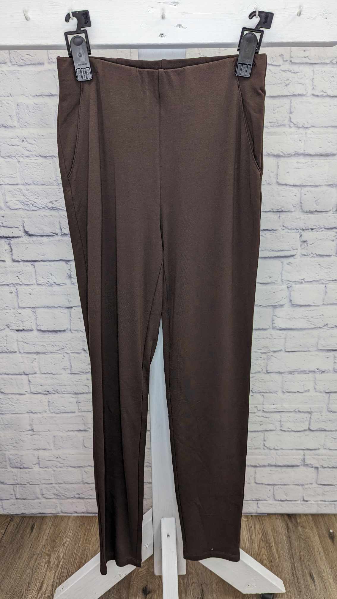 XXSMALL CHOCOLATE A383262 Denim & Co. Tall French Terry Full-Length Pants