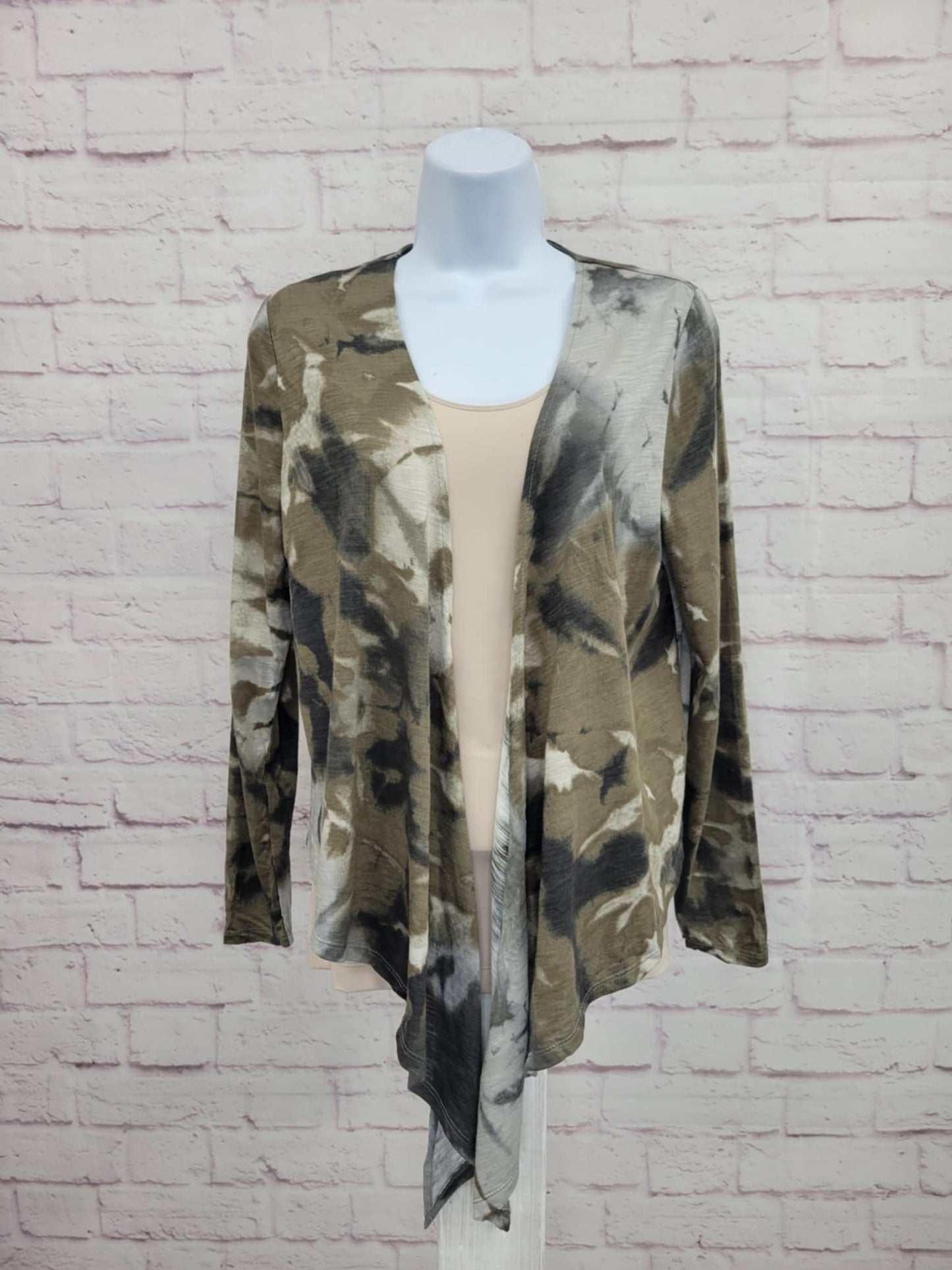 XLARGE OLIVE TIE DYE A475783 Belle by Kim Gravel Slub Knit Shrug