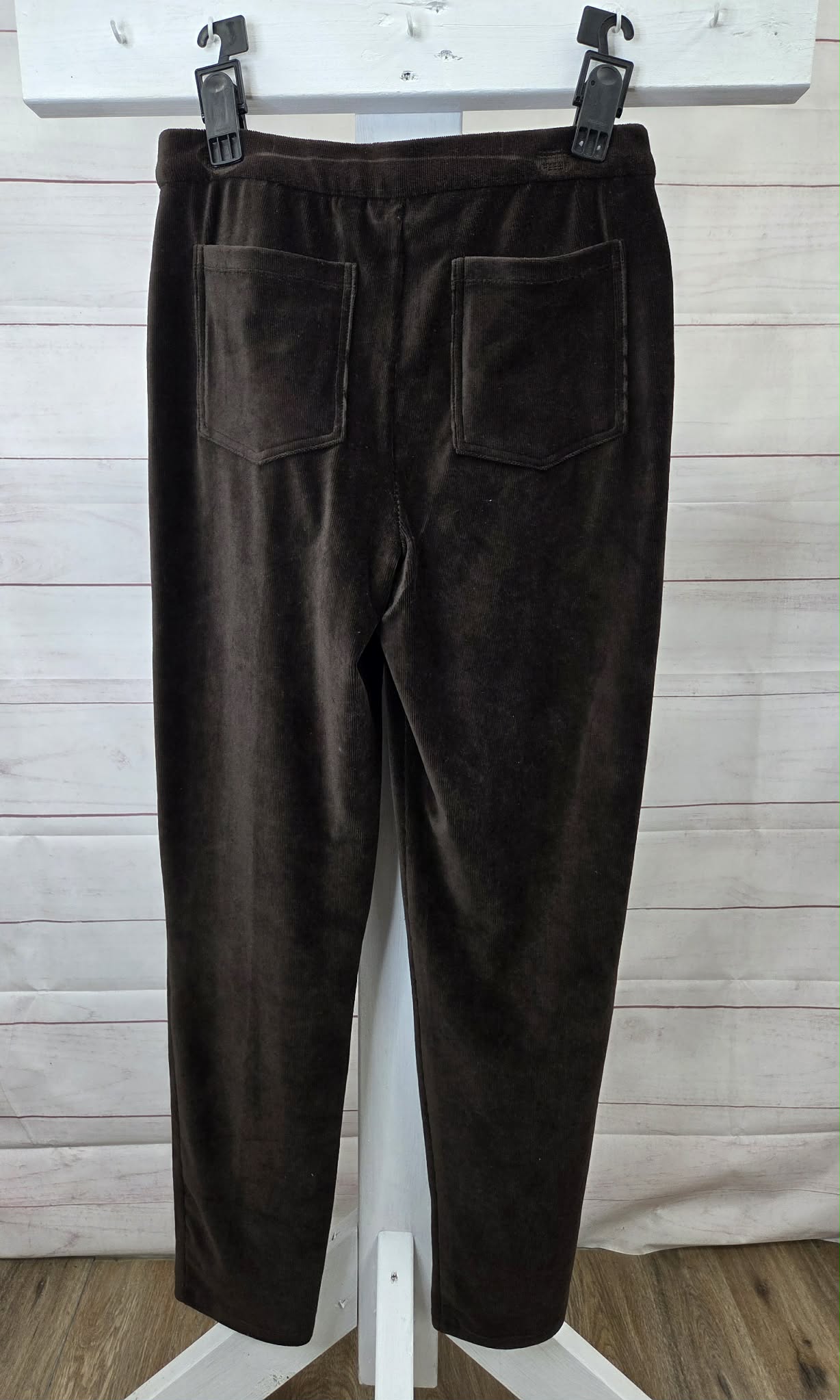 SMALL T BROWN A700729 Susan Graver Weekend Tall Knit Corduroy Straight Leg Pant