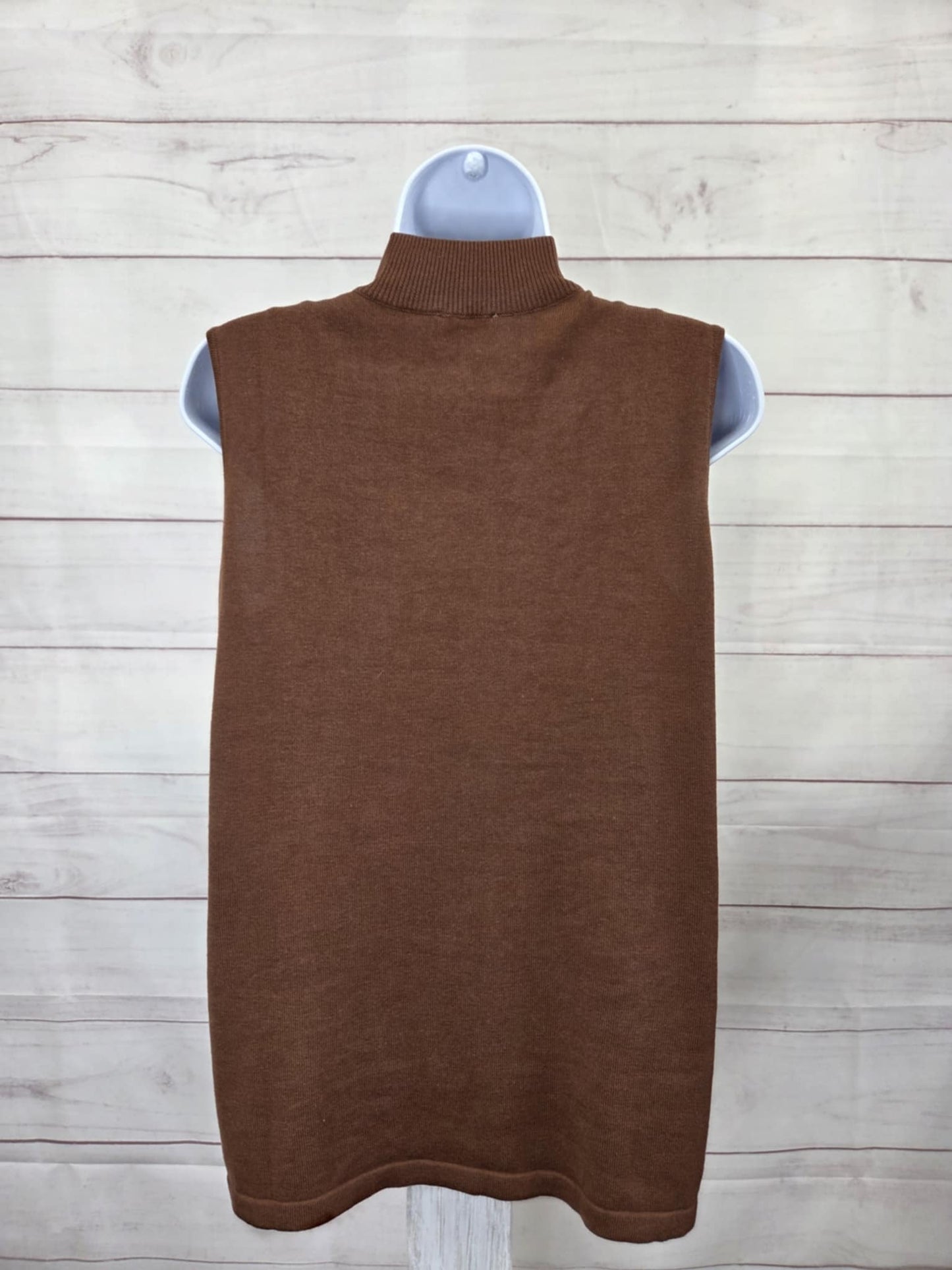 MEDIUM CHOC. A702864 Joan Rivers Wardrobe Builders Mock Neck Sleeveless Swtr