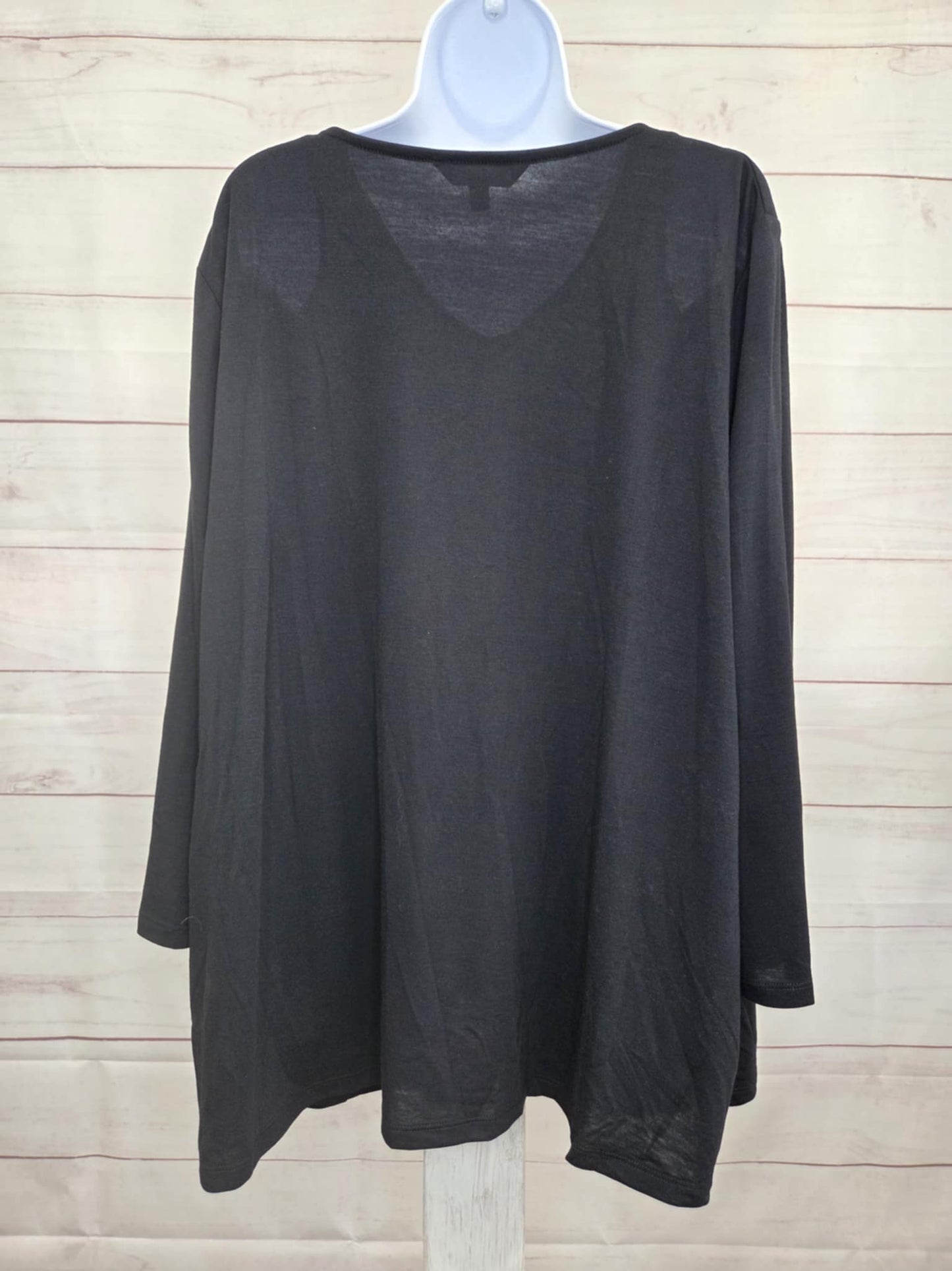 3X BLACK A710568 RM Studio x Rebecca Minkoff 3/4 Sleeve Drape Neck Knit Top