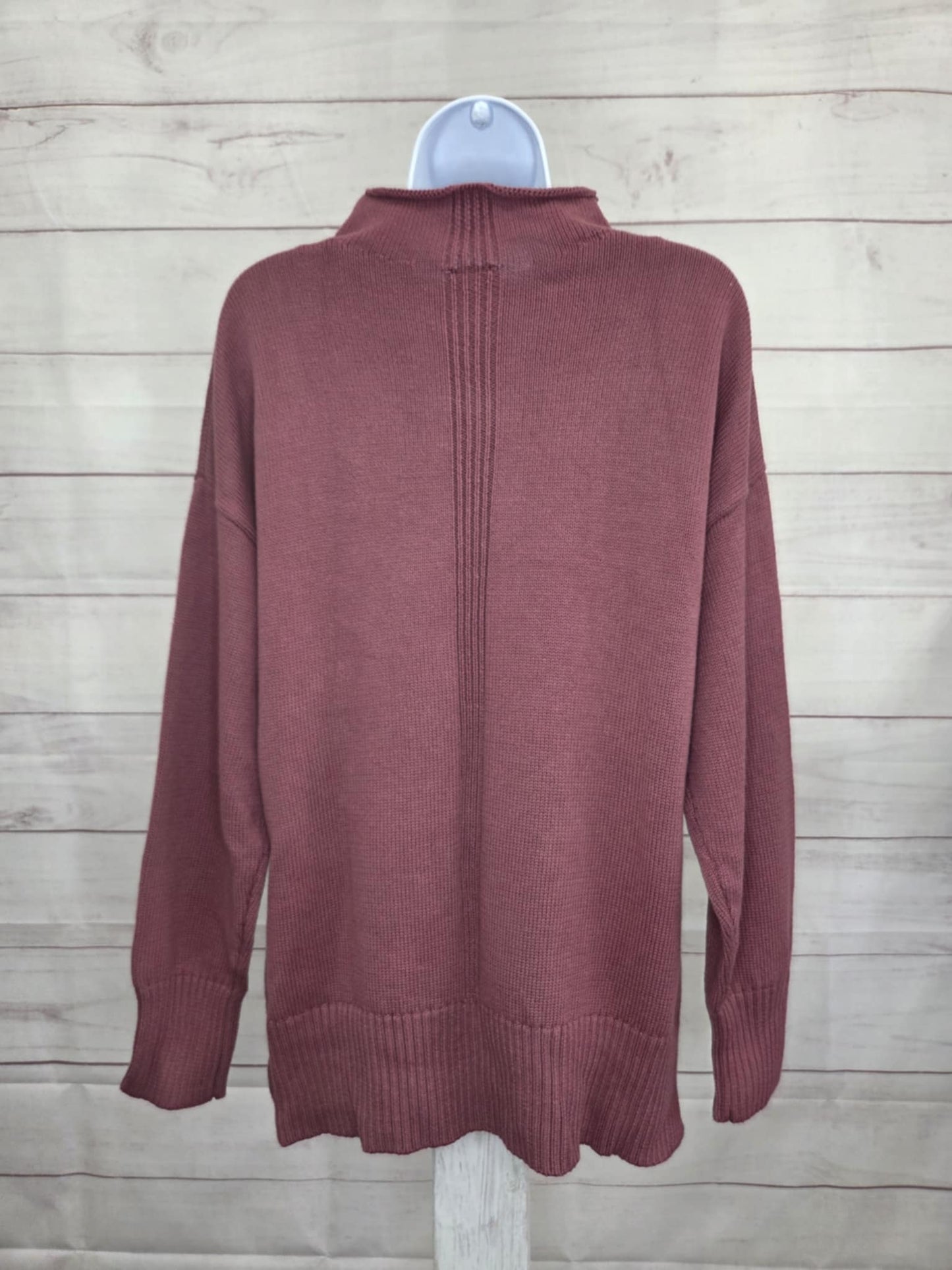 SMALL BERRY A708163 LOGO by Lori Goldstein 100% Cotton Funnel Neck Hi-Low Sweater