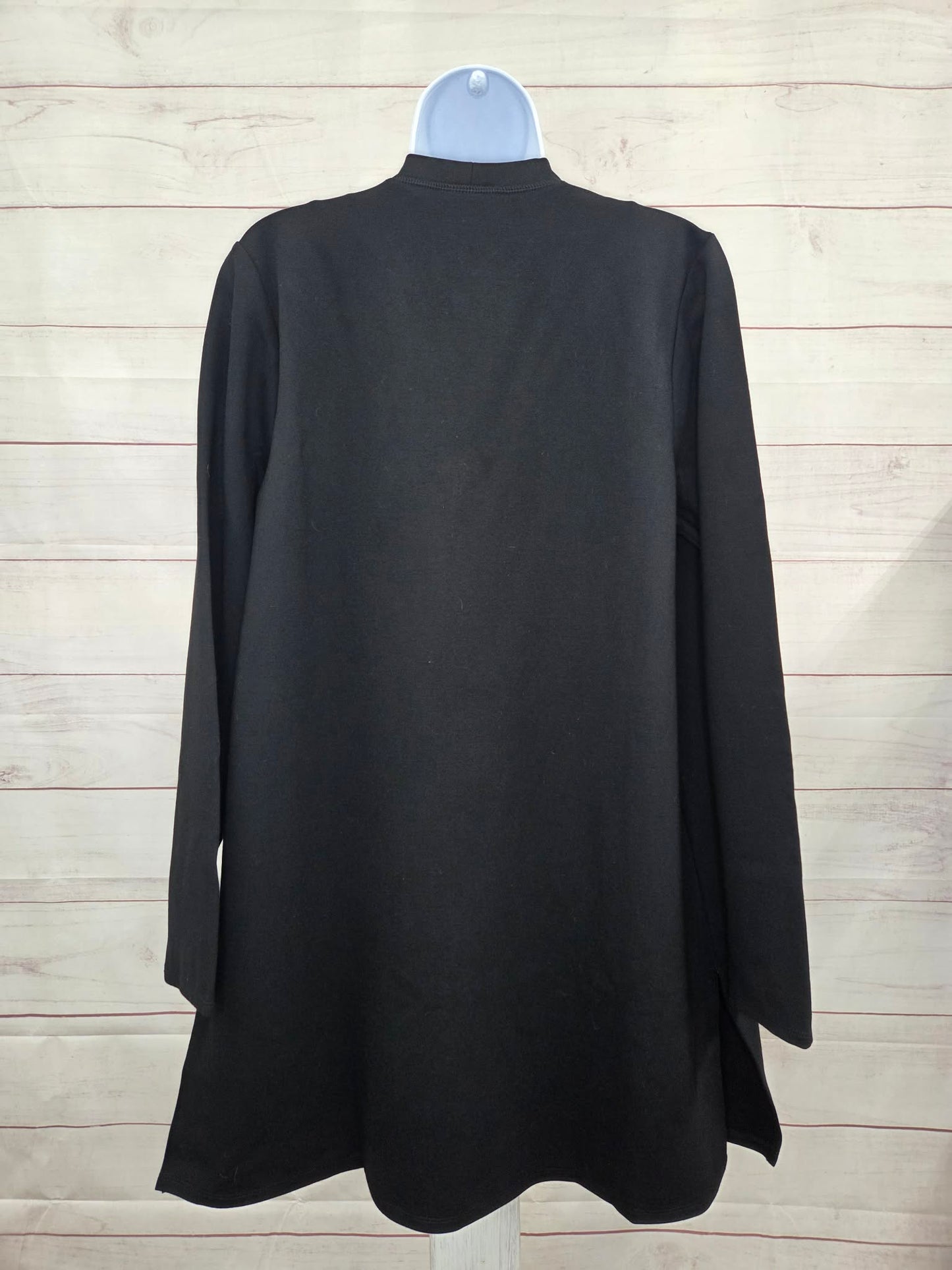 MEDIUM BLACK A708376 Jingle Belles by Kim Gravel Regular Sequin Pocket Ponte Duster Cardigan