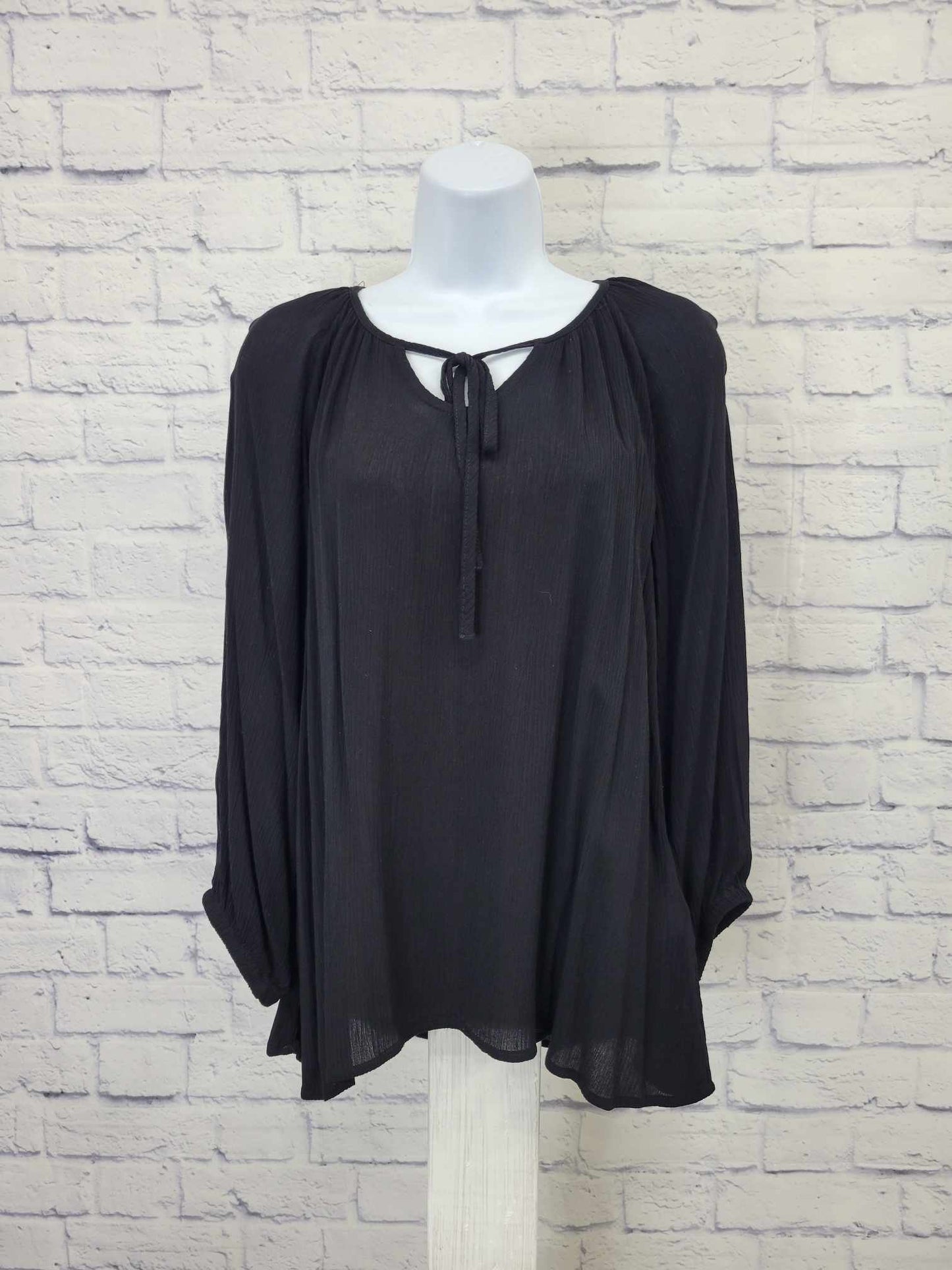 XXSMALL BLACK A399747 Laurie Felt Soft Gauze Woven Blouse