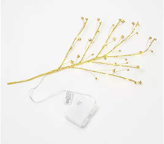 H230351 Scott Living Gold Jingle Bell Pick with LED Fairy Lights