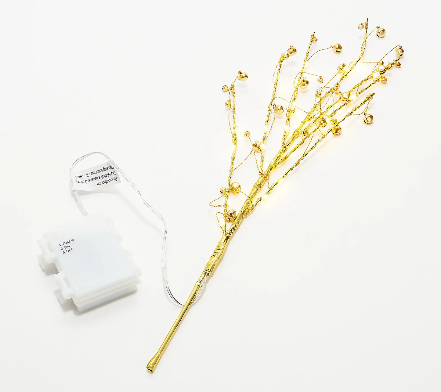 H230351 Scott Living Gold Jingle Bell Pick with LED Fairy Lights