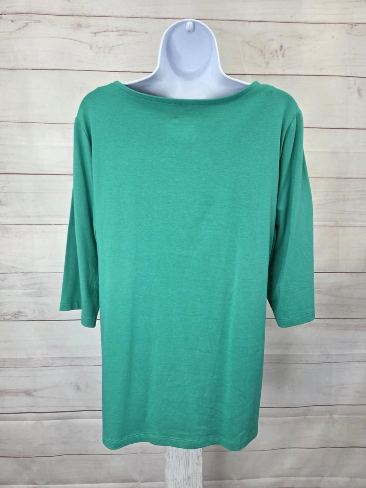 MEDIUM JADE A565674 Denim & Co. Essentials Favorite Jersey Boat Neck Knit Top