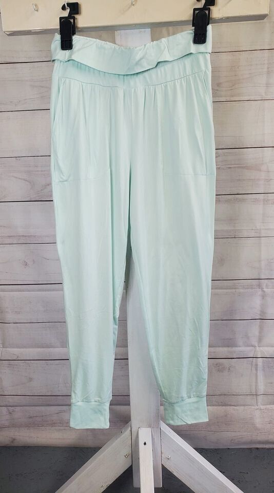 LARGE SEAFOAM A469368 Denim & Co. Comfort Zone Jersey Foldover Waist Joggers