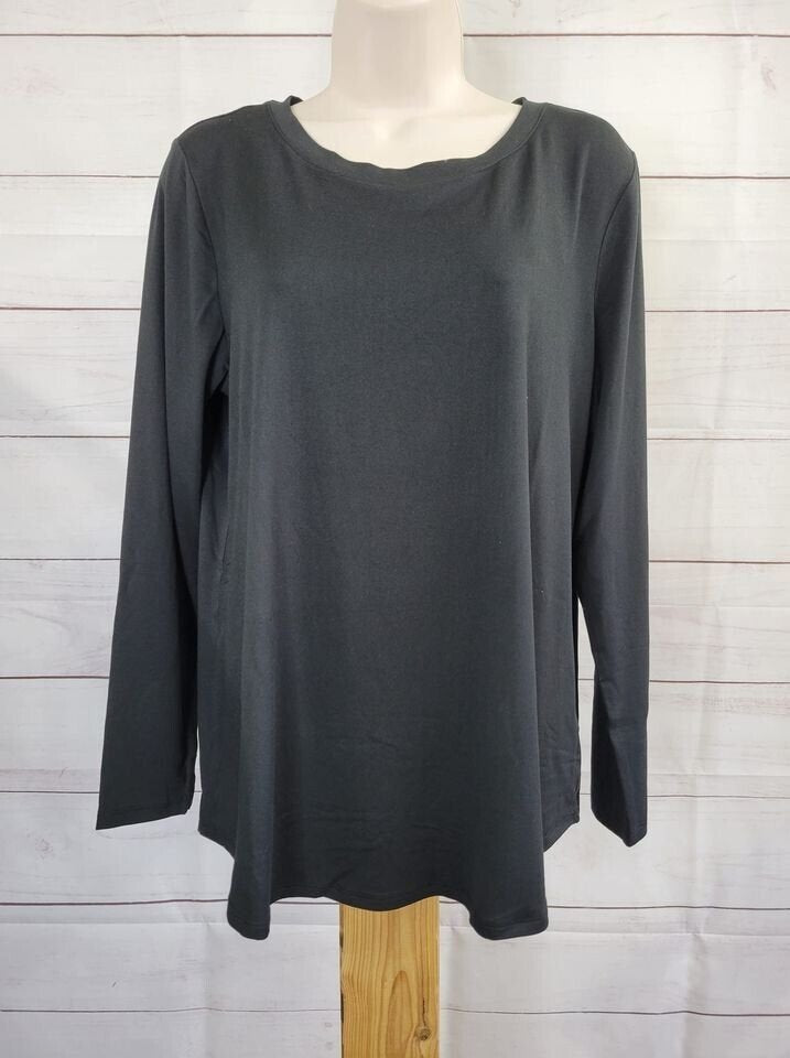 XLARGE BLACK A518213 Attitudes by Renee Yummy Jersey Long Sleeve Top