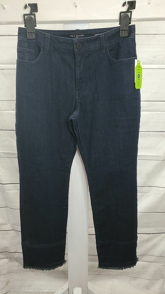 6P INDIGO A390474 Susan Graver Petite Stretch Denim Ankle Jeans