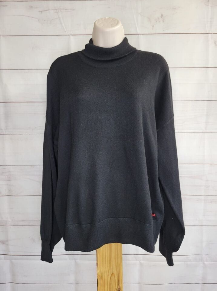 XSMALL BLACK A461935 Peace Love World Pure Love Turtleneck Sweater