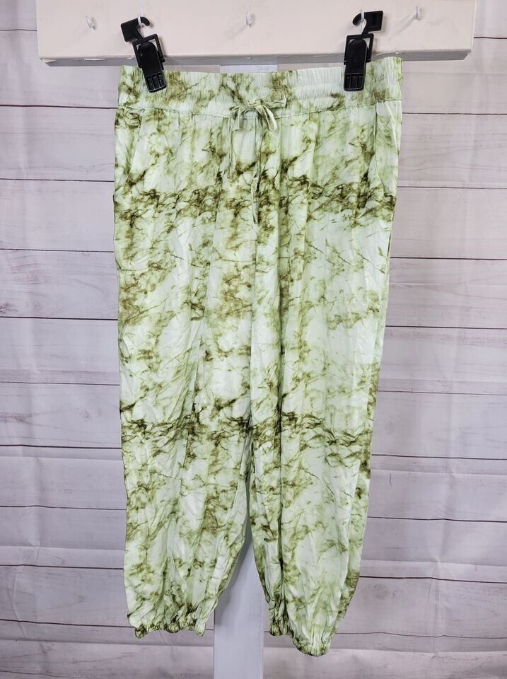 LARGE OLIVE A392860 Tolani Collection Regular Marble Crop Jogger Pants