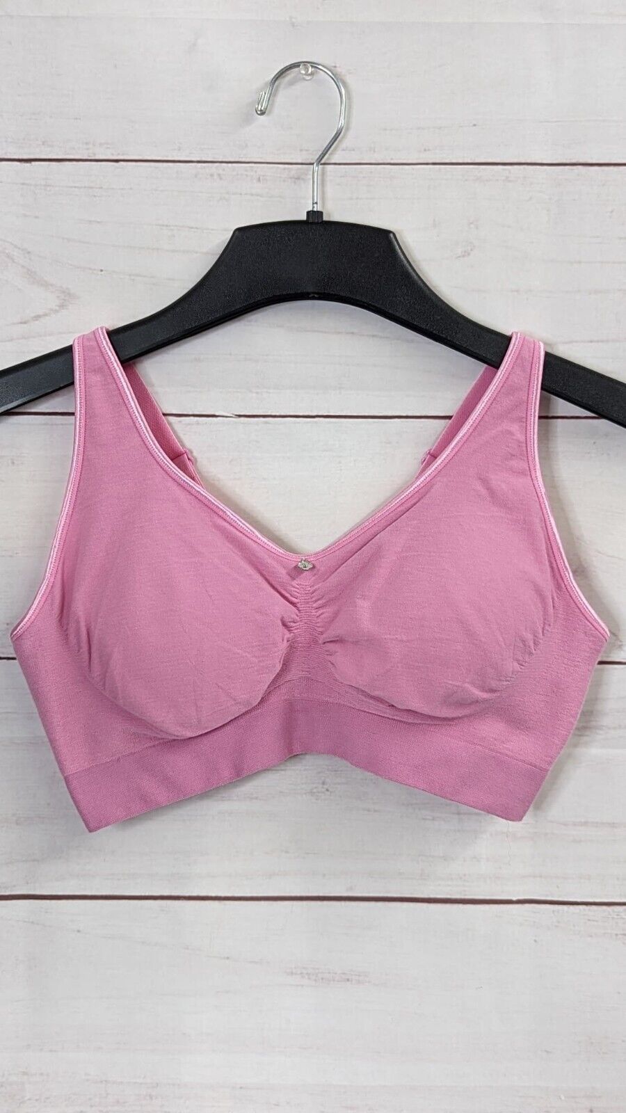SMALL PINK A393516 Breezies Seamless Cotton Wirefree Lounge Bra w/Removable Pads