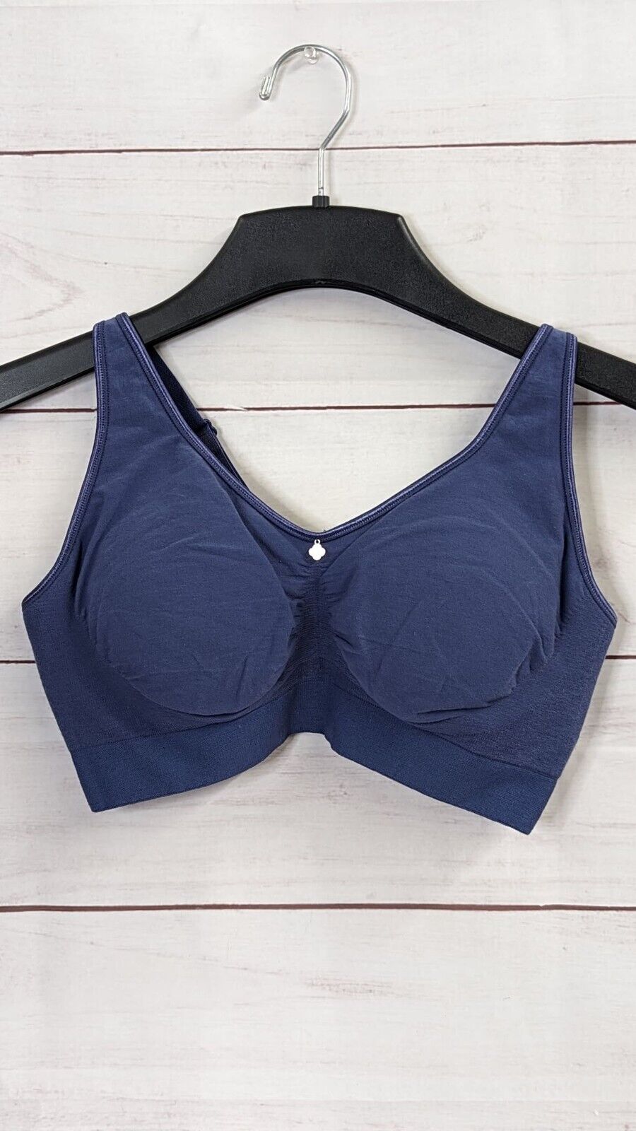 SMALL BLUE A393516 Breezies Seamless Cotton Wirefree Lounge Bra w/Removable Pads