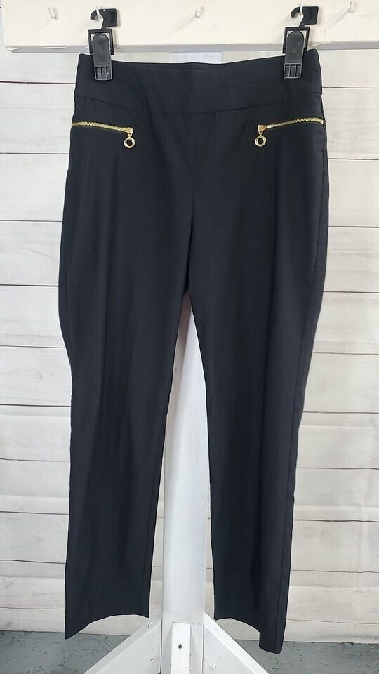 8R BLACK A378570 Susan Graver Regular Ultra Stretch Pull-On Ankle Pants w/Zip Pockets