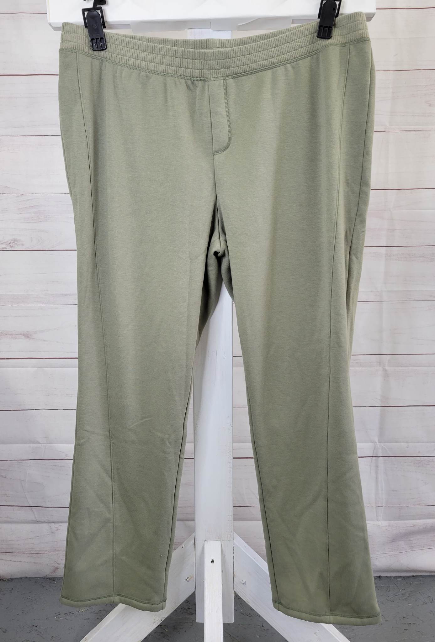 2XT OLIVE A385607 Isaac Mizrahi Live! Tall SOHO Plushed Back Straight Leg Pants