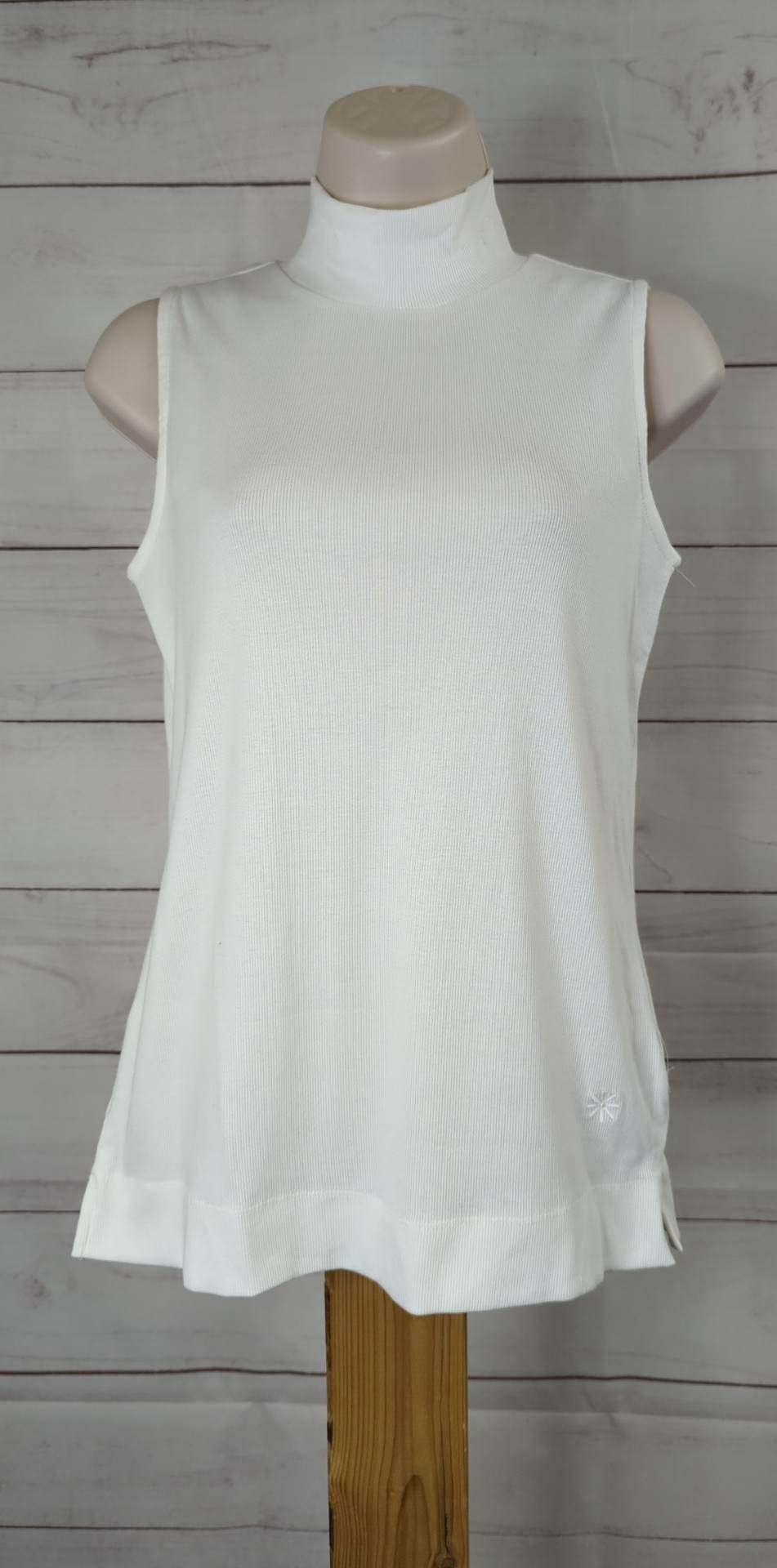 XXSMALL IVORY A474348 Isaac Mizrahi Live! Essentials Ribbed Pima Mock Neck Tank