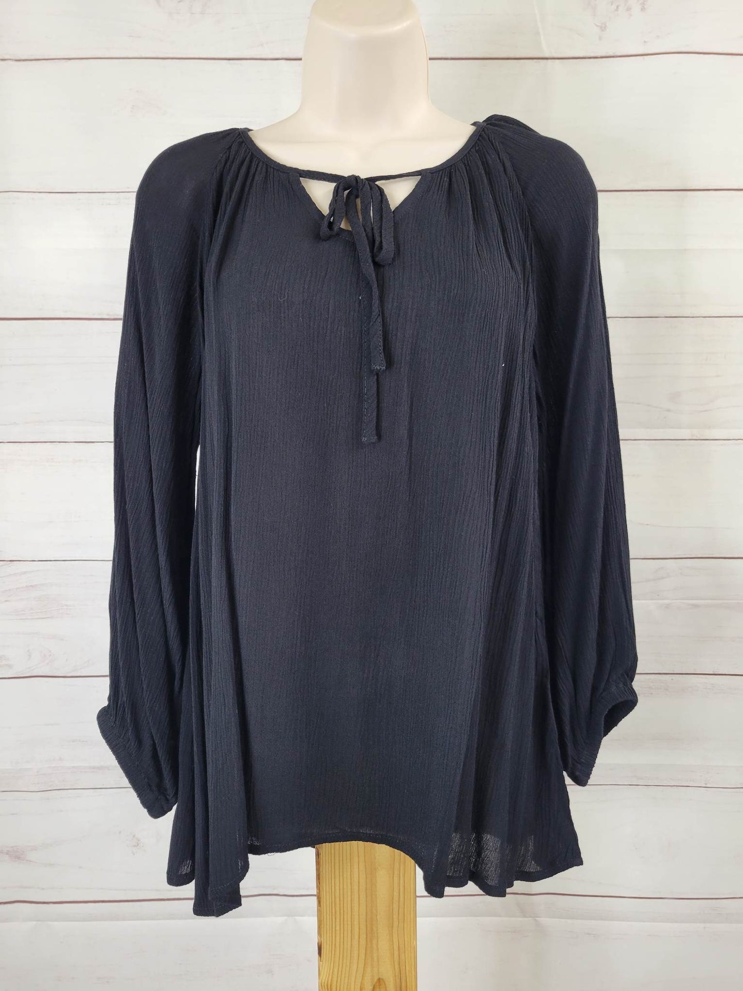 XXSMALL BLACK A399747 Laurie Felt Soft Gauze Woven Blouse