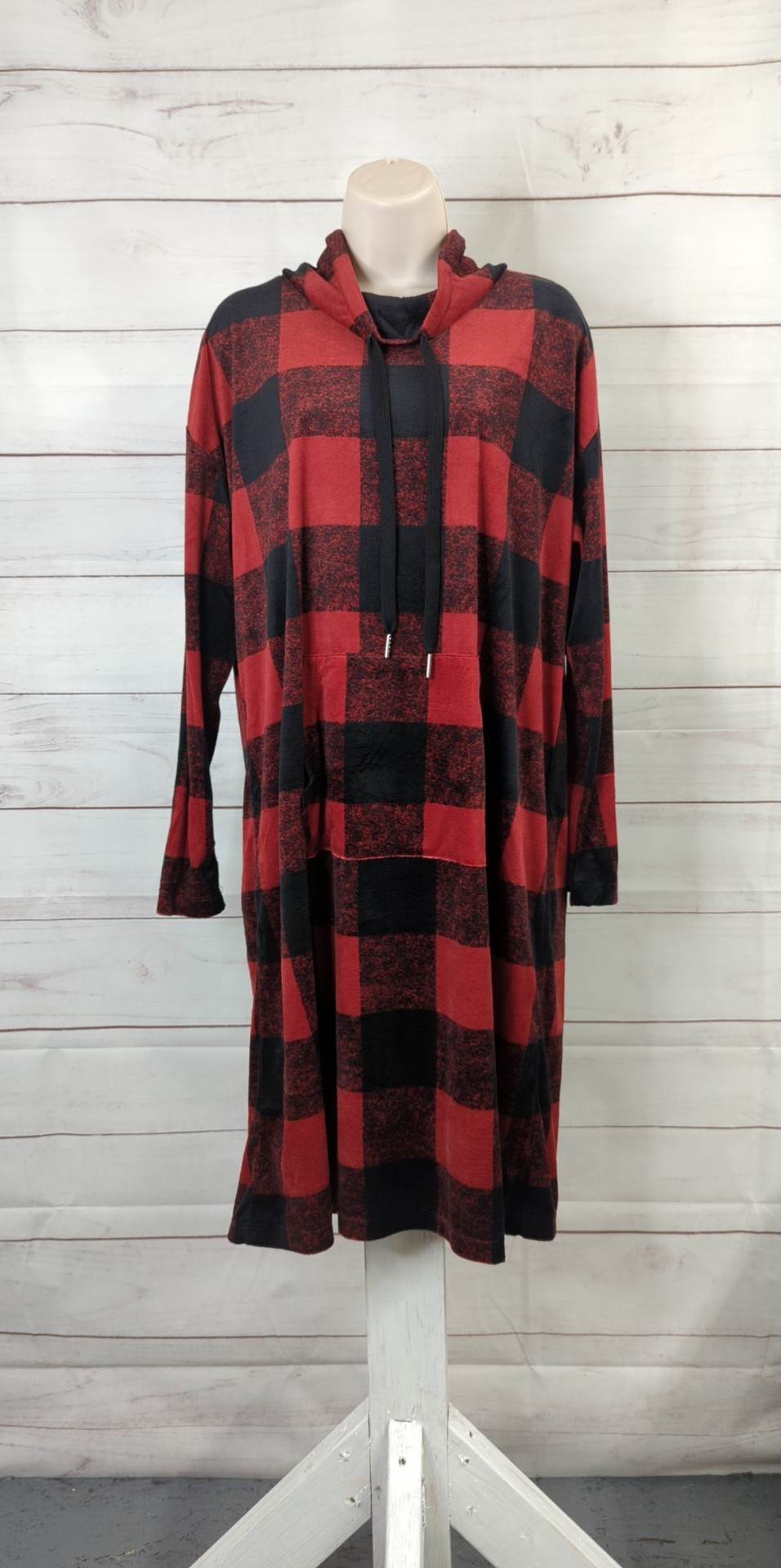 MEDIUM BUFFALO PLAID A456289 Carol Hochman Silky Velour Funnel Neck Novelty Lounger