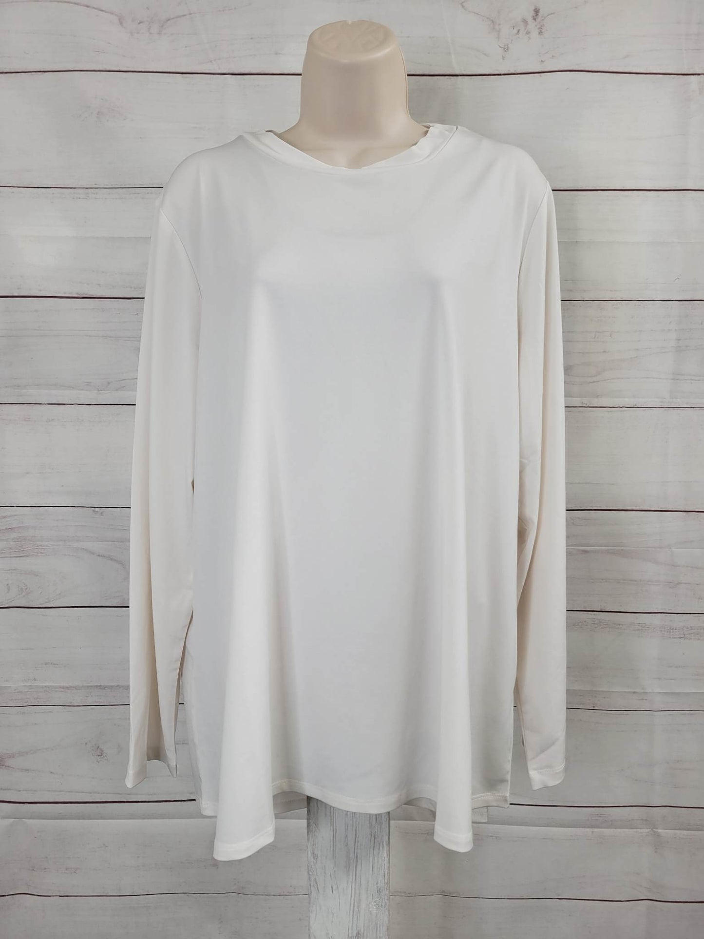 XLARGE IVORY A383187 Susan Graver Modern Essentials Liquid Knit Crew-Neck Top