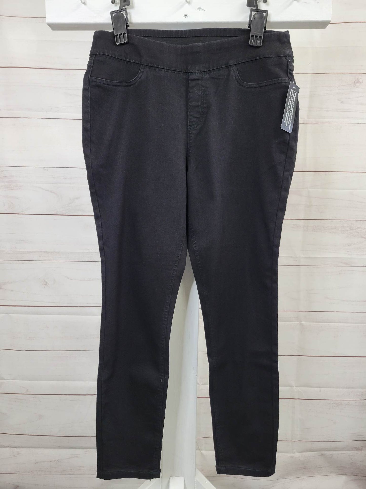 12R BLACK A465990 Denim & Co. Cozy Touch Denim Regular Pull-On Jeggings
