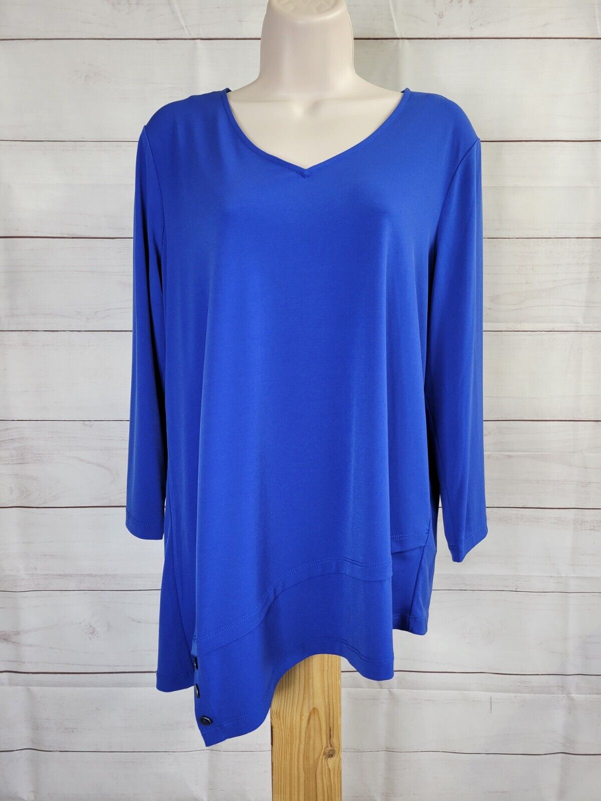XXSMALL BLUE A393724 Susan Graver Regular Liquid Knit Top Tunic