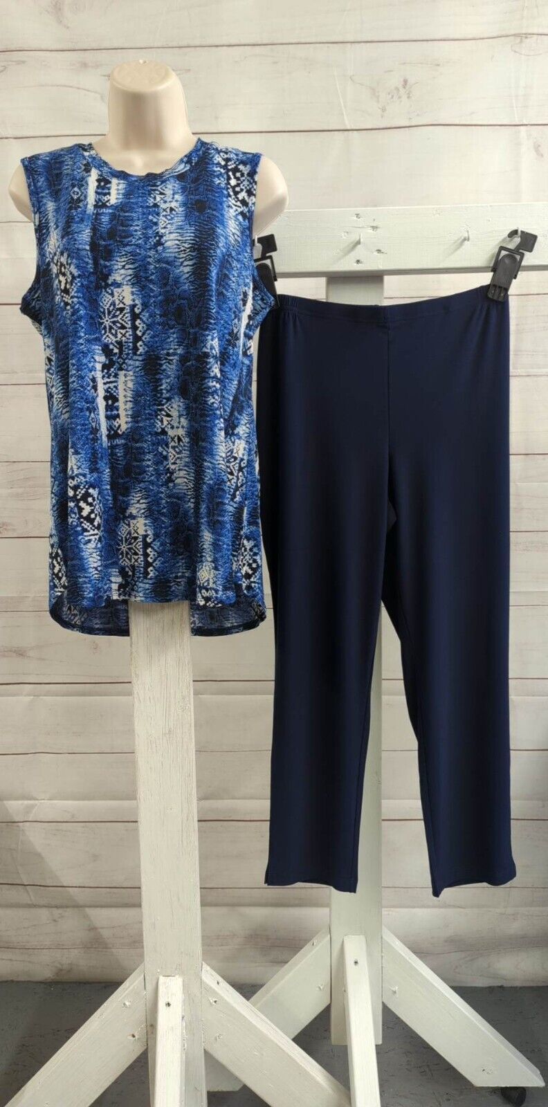 XXS NAVY A518207 Attitudes by Renee Petite Como Jersey 3Pc tunic, tank, and pant