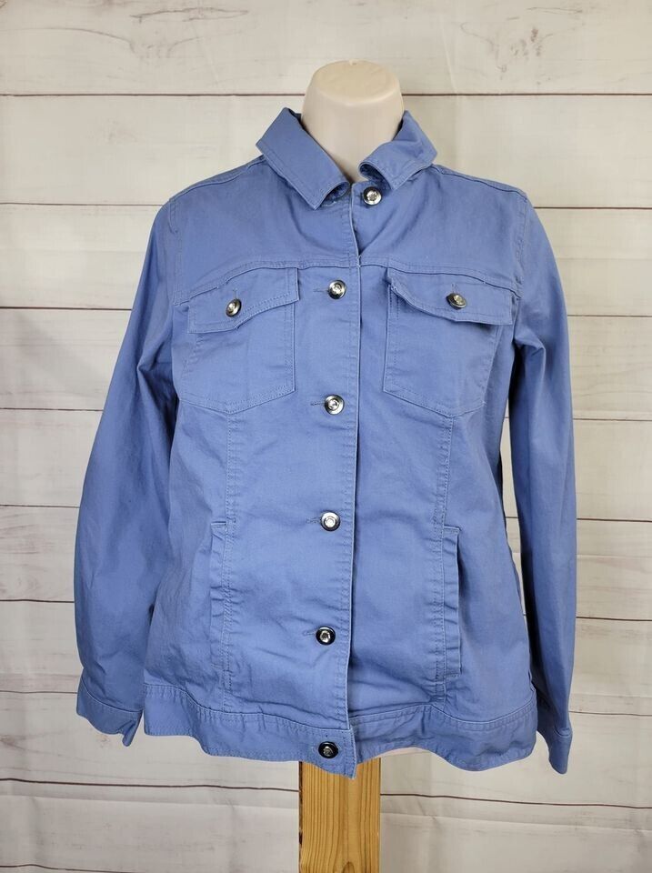 XXSMALL BLUE A199936 Denim & Co. Stretch Twill Jean Jacket w/Bling Buttons